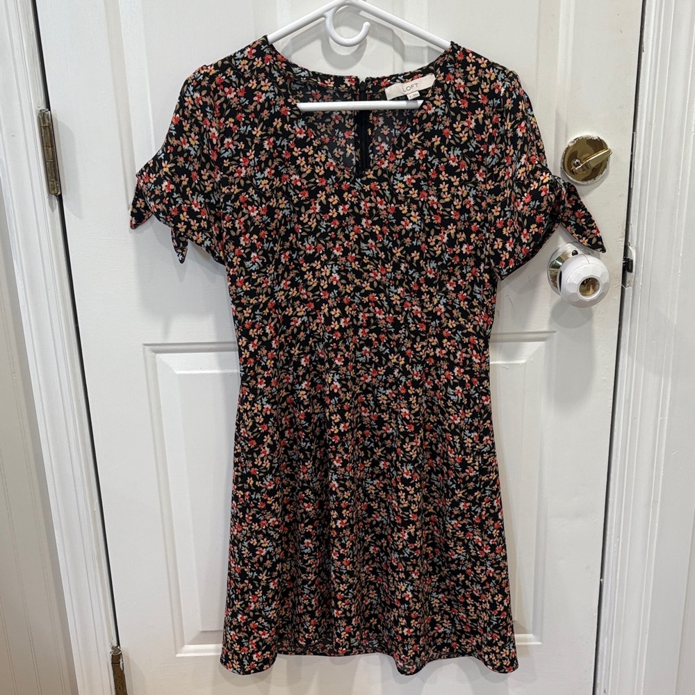 LOFT Black Floral Dress